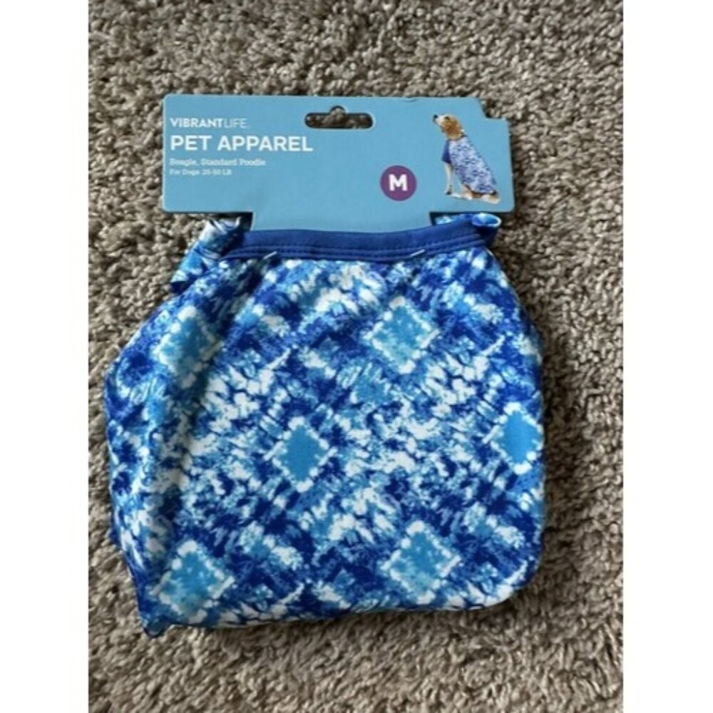Vibrant Life Dog & Cat Clothing: Tie-Dye Print Tee Shirt, Blue, Size Medium